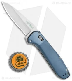 Gerber Highbrow Assisted Opening Knife Blue Aluminum (3.3" Satin) 30-001639 -Gerber Gerber Highbrow Assisted Oopening Blue Aluminum Satin BHQ 105483 jr BS bottlecap