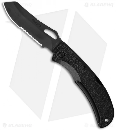 Gerber E-Z Out DPSF Lockback Knife (3.5" Black Serr) 22-01648G 1 Gerber E-Z Out DPSF Lockback Knife (3.5" Black Serr) 22-01648G