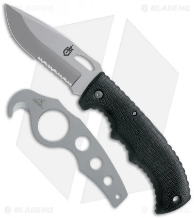Gerber Gator II Lockback W/ Sheath & Gut Hook (3.62" Bead Blast Serr) 41417 1 Gerber Gator II Lockback W/ Sheath & Gut Hook (3.62" Bead Blast Serr) 41417